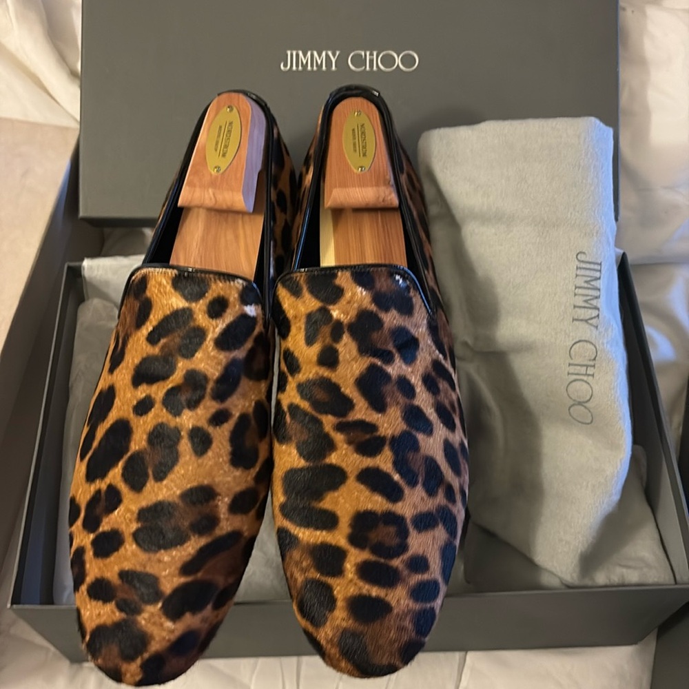 Jimmy Choo Sloane loafers leopard print pony hair